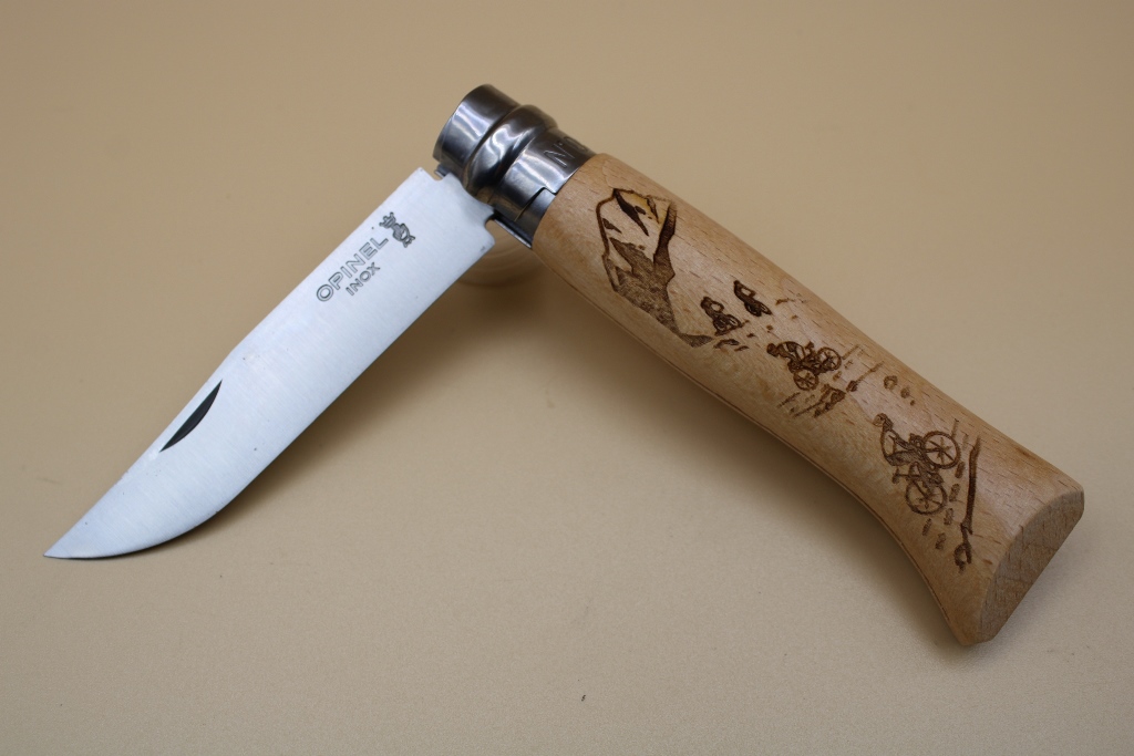 Couteau Opinel N°8 inox gravure vélo 
