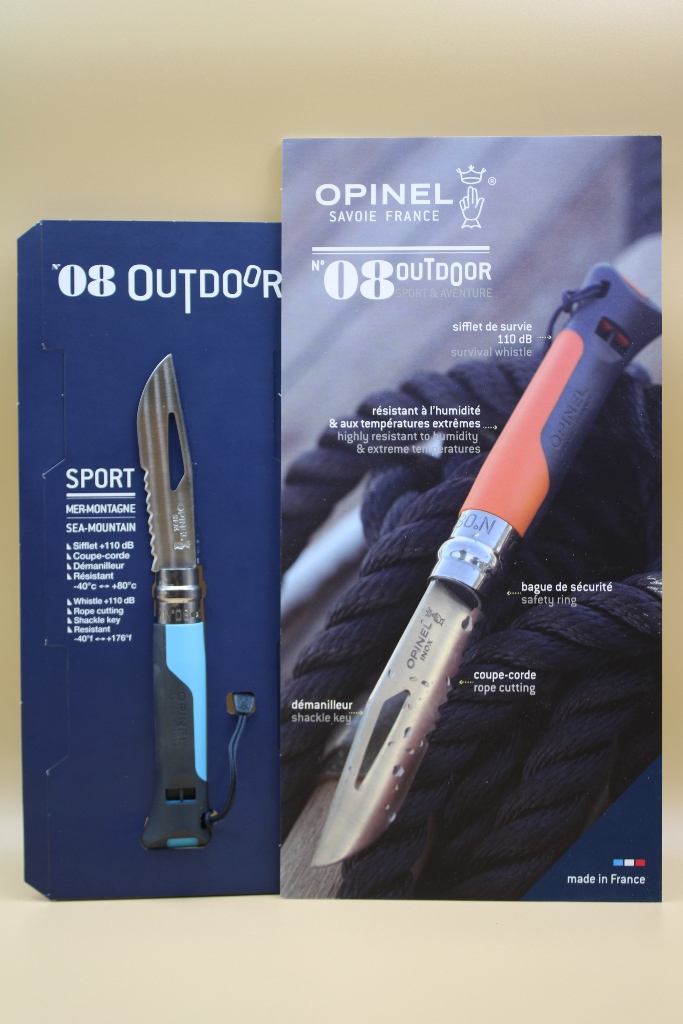 Opinel 8 Outdoor : couteau de poche avec sifflet de survie